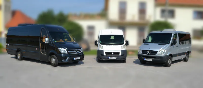 Minibus Sprinter 519 CDI, dodávka Fiat Ducato a van Sprinter 315 CDI vedľa seba